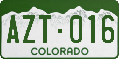 CO license plate AZT016