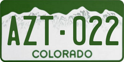 CO license plate AZT022