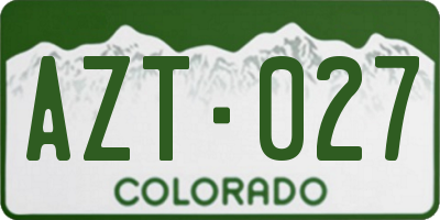 CO license plate AZT027