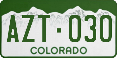 CO license plate AZT030