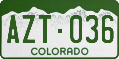 CO license plate AZT036