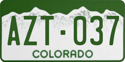 CO license plate AZT037