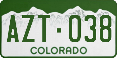 CO license plate AZT038