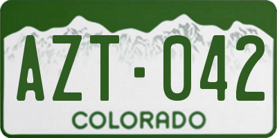 CO license plate AZT042