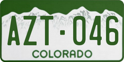 CO license plate AZT046