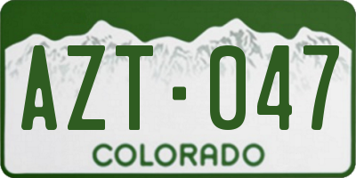 CO license plate AZT047