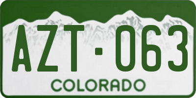 CO license plate AZT063