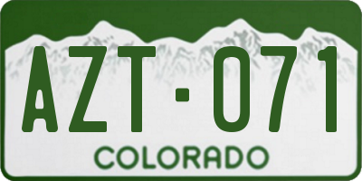 CO license plate AZT071