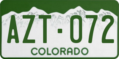 CO license plate AZT072