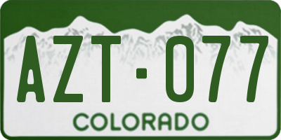 CO license plate AZT077