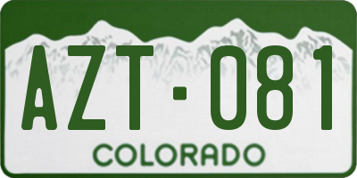CO license plate AZT081