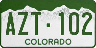 CO license plate AZT102