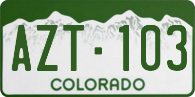 CO license plate AZT103