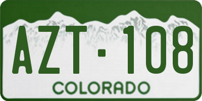 CO license plate AZT108