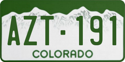 CO license plate AZT191