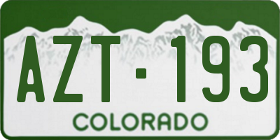 CO license plate AZT193