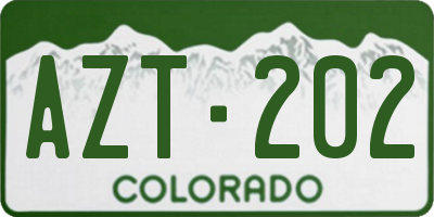 CO license plate AZT202