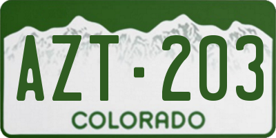 CO license plate AZT203