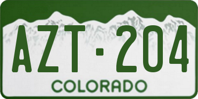 CO license plate AZT204