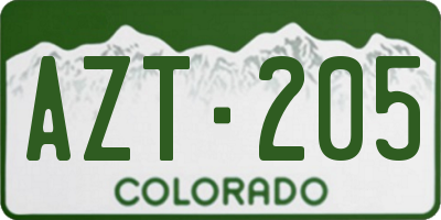 CO license plate AZT205