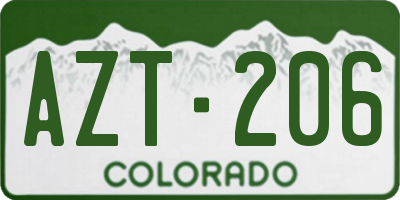 CO license plate AZT206