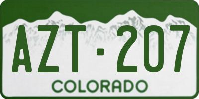 CO license plate AZT207