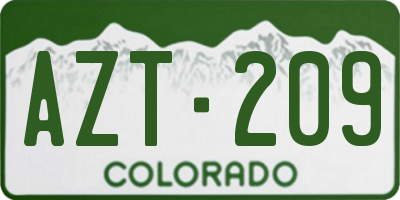 CO license plate AZT209