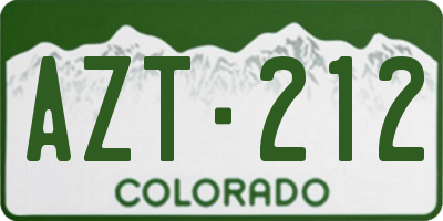 CO license plate AZT212