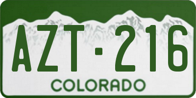 CO license plate AZT216