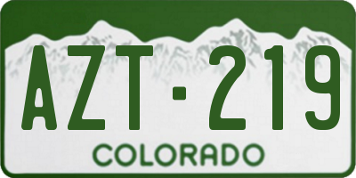 CO license plate AZT219