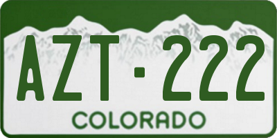 CO license plate AZT222