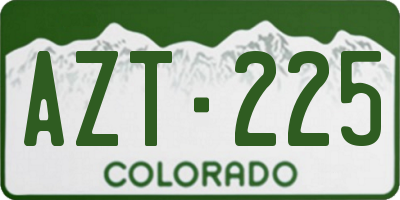 CO license plate AZT225