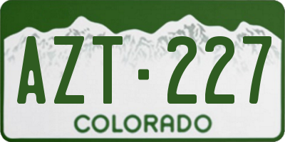 CO license plate AZT227