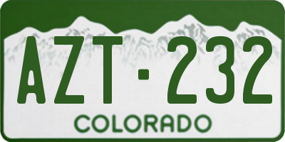 CO license plate AZT232