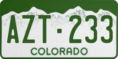 CO license plate AZT233