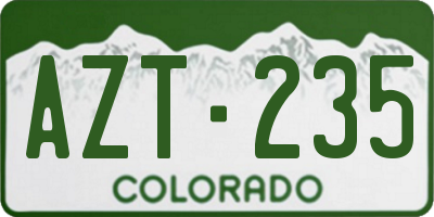 CO license plate AZT235