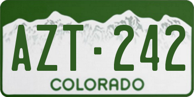 CO license plate AZT242