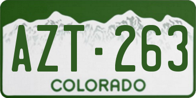 CO license plate AZT263