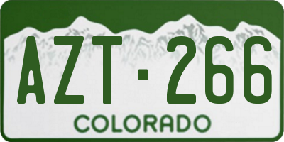 CO license plate AZT266