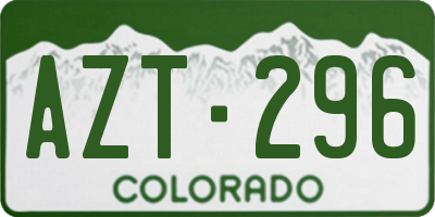 CO license plate AZT296