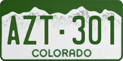 CO license plate AZT301
