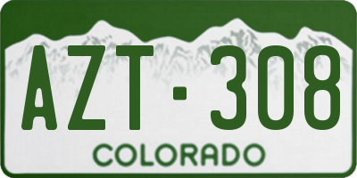 CO license plate AZT308