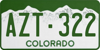 CO license plate AZT322