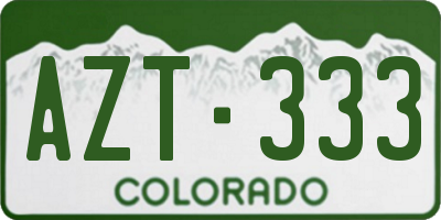 CO license plate AZT333