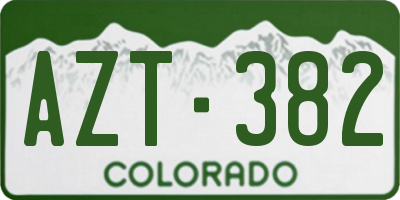 CO license plate AZT382