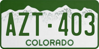 CO license plate AZT403