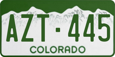 CO license plate AZT445