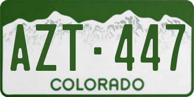 CO license plate AZT447