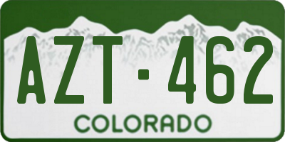 CO license plate AZT462