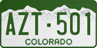 CO license plate AZT501